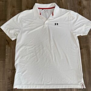 Under Armour Polo Men 2XL Loose Heatgear White Short Sleeve Golf Business Casual